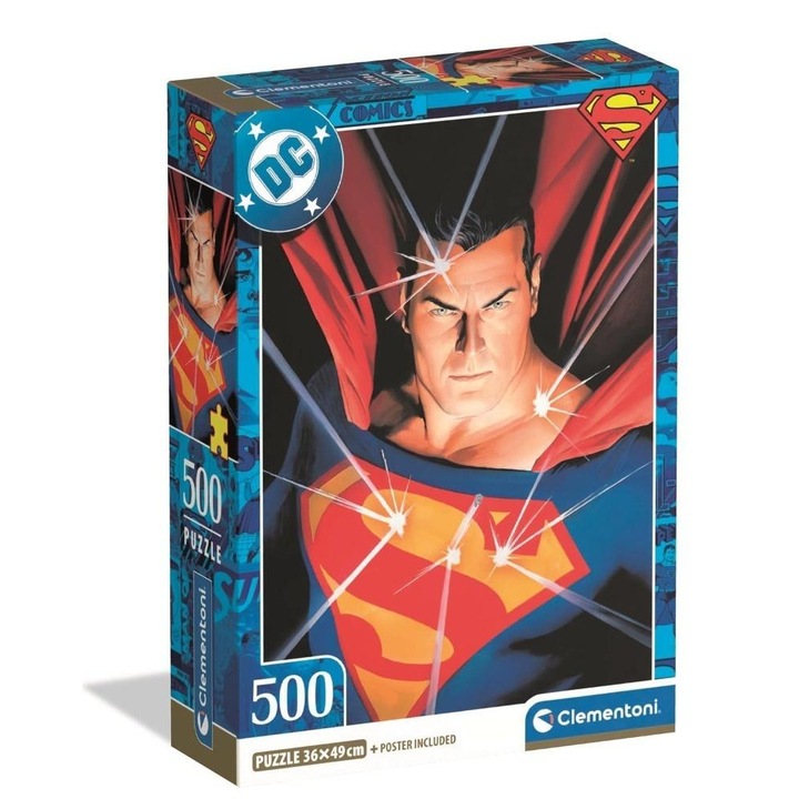 Пъзел 500 Clementoni Compact Супермен, 49x36см, екологичен