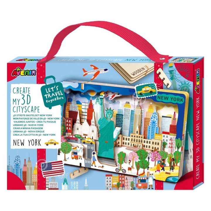 3D fa puzzle, Avenir, New York-i városkép, 3 lap, 6 éves kor feletti gyermekeknek
