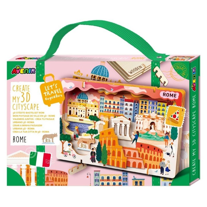 Avenir 3D fa puzzle, római városkép, 3 lap, 6 éves kor feletti gyerekeknek