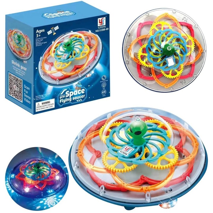 Interaktív játék fénnyel és hanggal, YJ Toys, UFO, többszínű