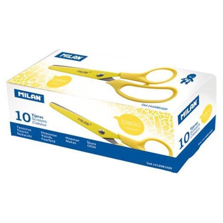 Foarfece scolare, MILAN, galbene, set 10 bucati