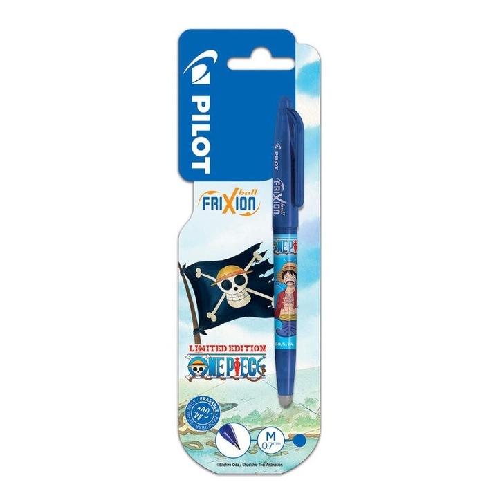 One Piece golyóstoll, PILOT, FriXion, 0,7 mm, kék, újrahasznosított anyagok