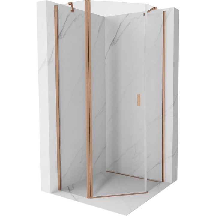 Mexen Mist cabina de dus pentagonala pivotanta 100 x 100 cm, transparenta, cupru periat - 8A8-100-100-65-00