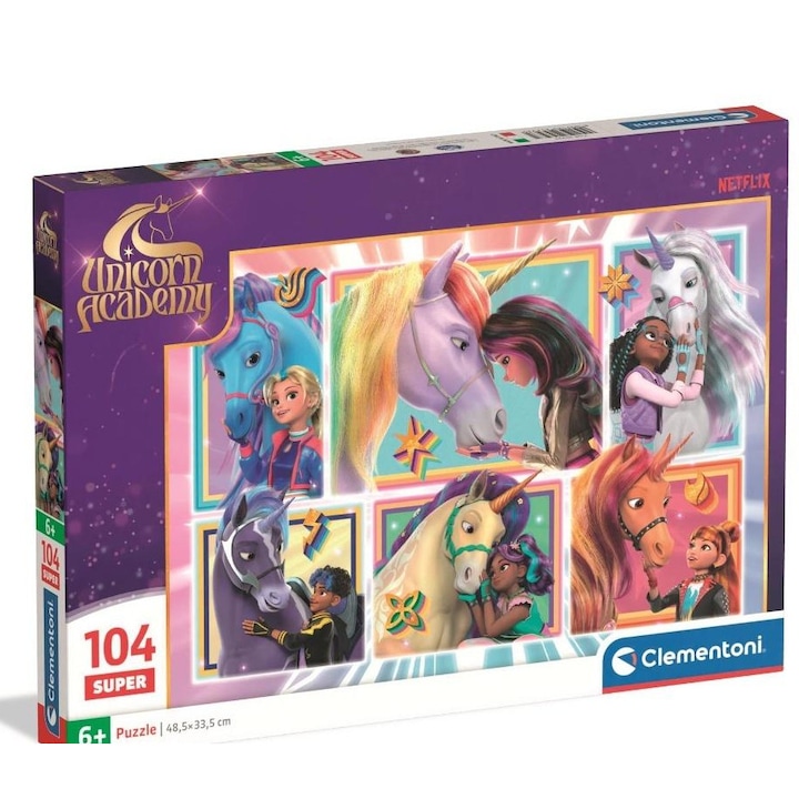 Puzzle 104 Clementoni Unicorn Academy, 48,5x33,5cm, többszínű