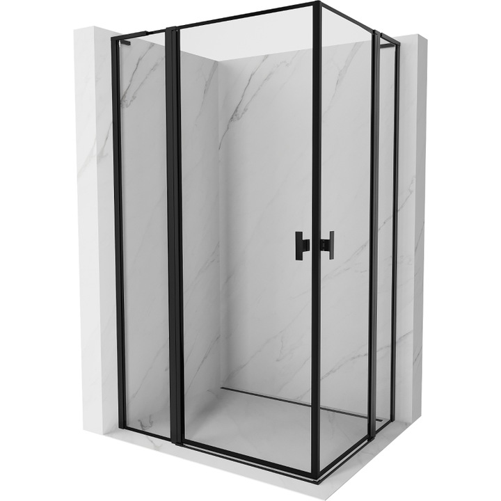 Cabina de dus cu usi batante Mexen Mist L Duo 95 x 90 cm, rama neagra, neagra - 8A4L-095L-090P-70-70