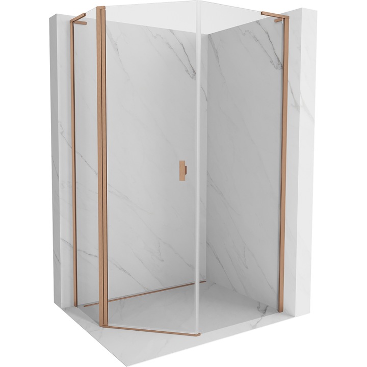 Mexen Mist L cabina de dus pentagonala asimetrica pivotanta 90x100 cm, transparenta, cupru periat - 8A8L-090-100-65-00