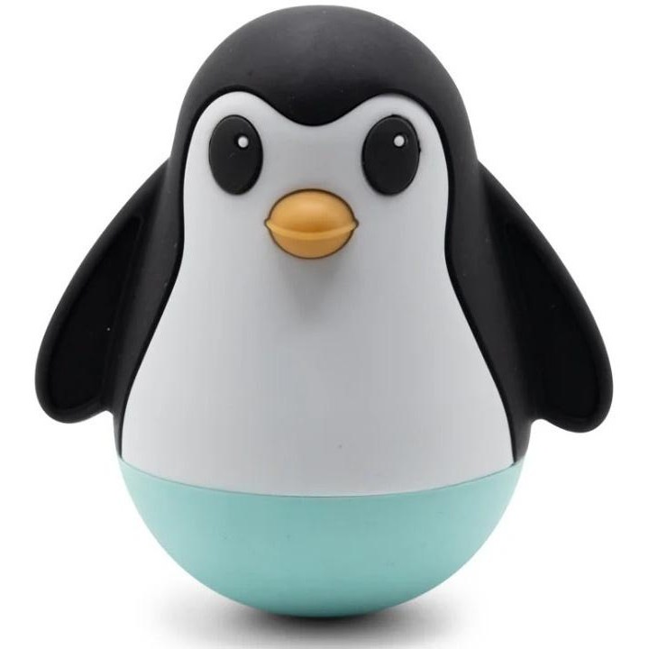 Jucarie interactiva pentru bebelusi, Pingwin, Jellystone, silicon moale, culori contrastante, 10x15cm