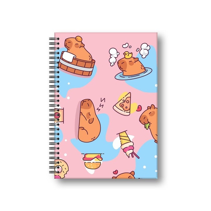 A5 Brulion füzet, Penmate, 80 lap, kockás, Kapibara Food, kemény borító