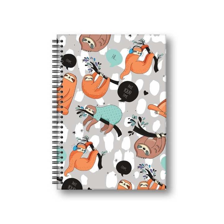 Brulion füzet A5, Penmate, 80 oldal, kockás, Lajhárok, kemény borító