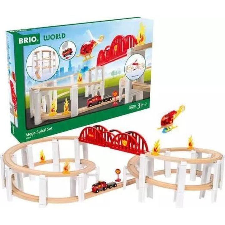 Set trenulete de jucarie Brio Mega Spiral, Ravensburger, multicolor