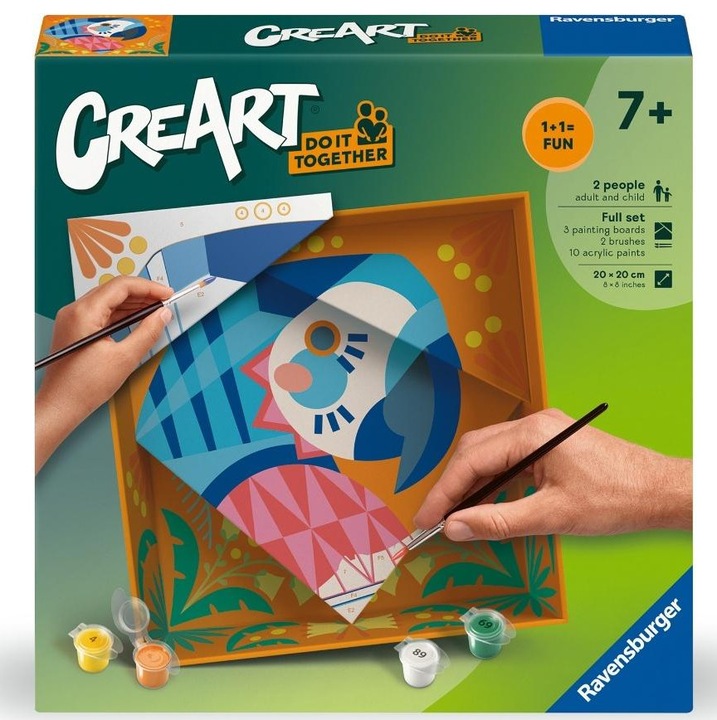 Комплект картина CreArt Ravensburger, Папагал, 40x50см, акрилни бои, включена четка