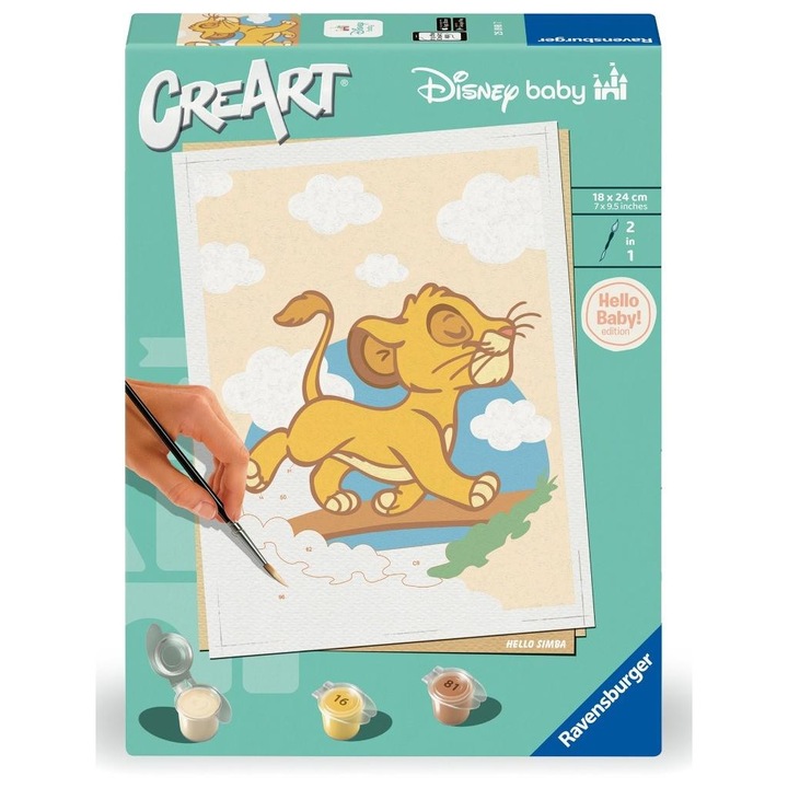Комплект за рисуване CreArt, Ravensburger, Disney Simba, акрилни бои, 30x40см
