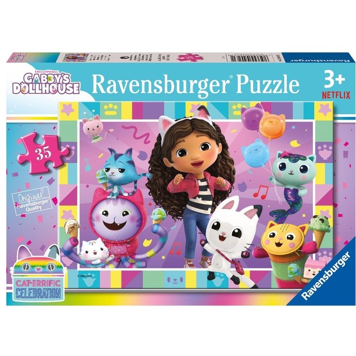 Puzzle 2D, Koci Domek Gabi, 35 darab, többszínű