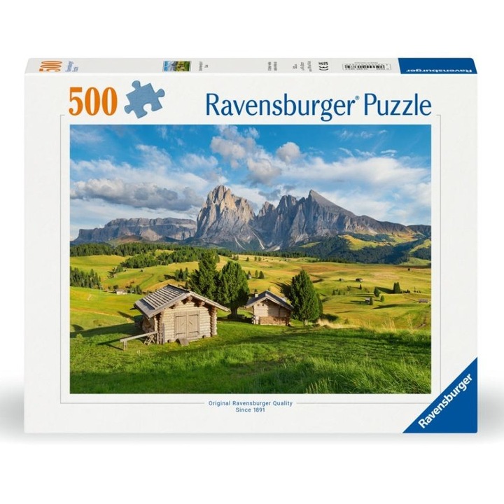 Puzzle 2D, Ravensburger, Dolomiti, 500 piese, multicolor