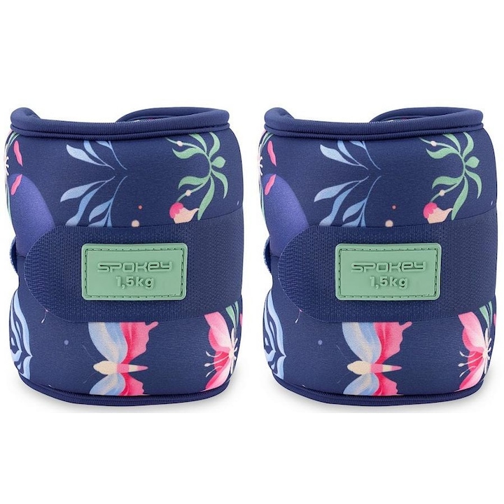 Set greutati fitness SPOKEY, 2x1,5kg, neopren, albastru roz, pentru antrenament силов, jogging