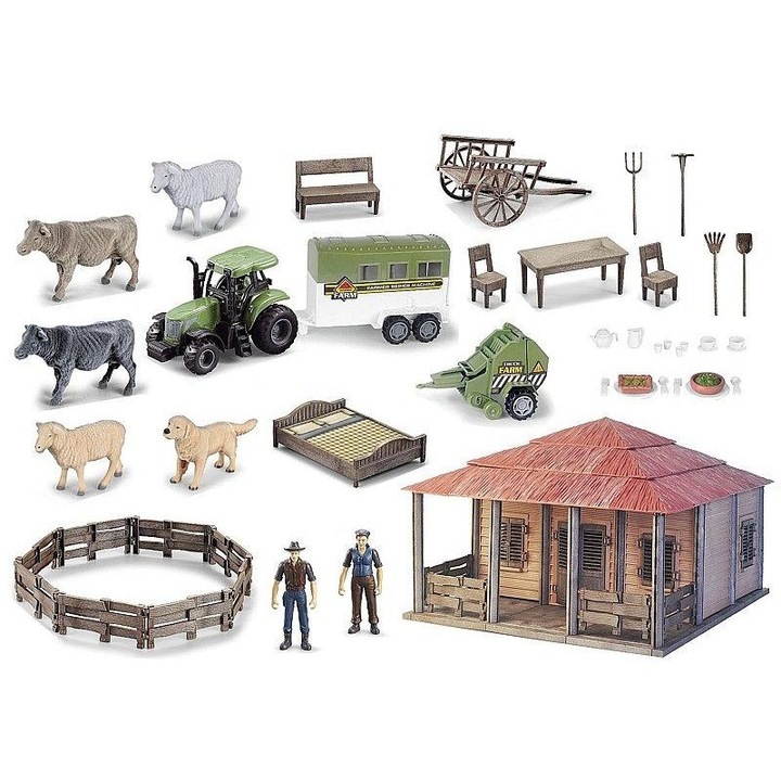 Комплект фигурки ферма с трактор и сграда, ADAR, многоцветен