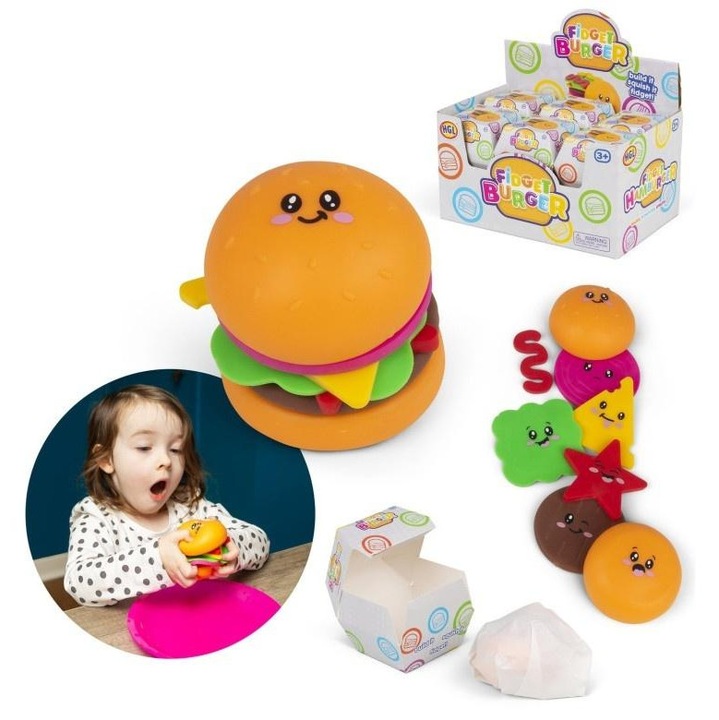 Burger stresszoldó, One for Fun, 8 darab, többszínű