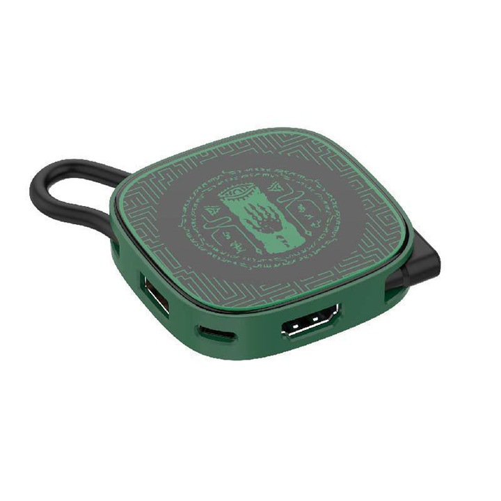 Докинг станция 3-в-1, Type-C към HDMI, 4K 60Hz, USB 3.0, PD 100W, 12.5x7x1.1cm, Verde
