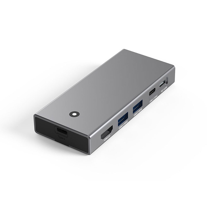 Hub extern, Garsonal®, suport 100W, HDMI 2.0, USB 3.2, compatibil cu SSD M.2 NVMe/SATA, Gri