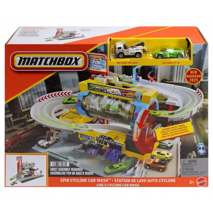 Spalatorie autocu 2 masini, Mattel Matchbox Myjnia Turbo Cyclone