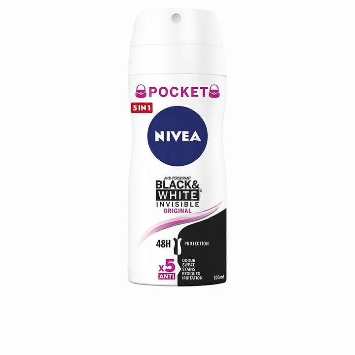 Spray dezodor Nivea BLACK & WHITE 100 ml, alkoholmentes, nőknek