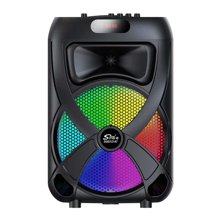 Boxa Portabila Sing - e ZQS12147, Sunet Puternic, Multicolor, Design Modern Negru