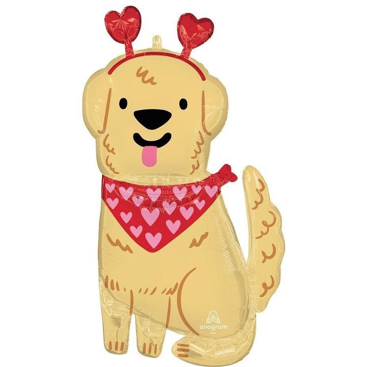 Фолиев балон Валентинско кученце, многоцветен, комплект 1 бр.