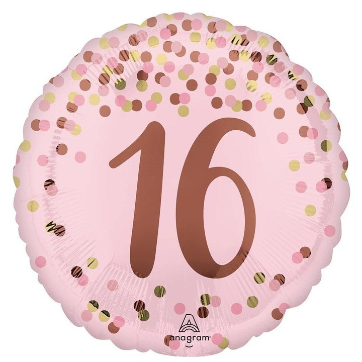 Фолиев балон, Anagram, 16 години, розов, 46см, комплект 1 бр.