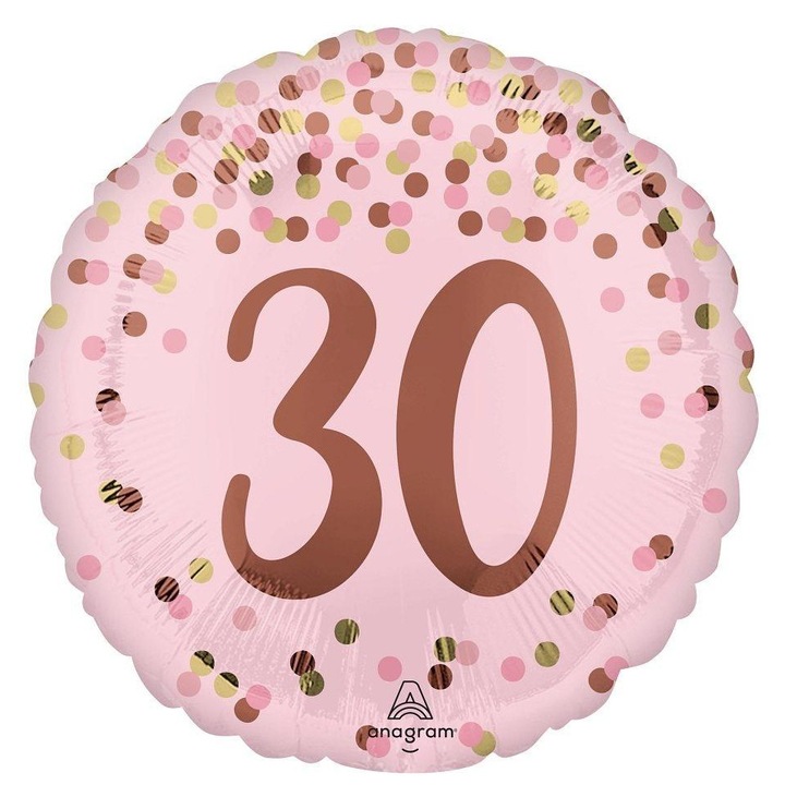 Фолиев балон розов, 30 години, 46см, комплект 1 бр.