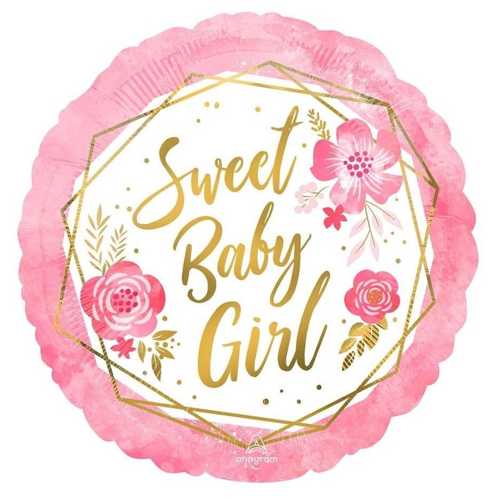 Комплект фолиев балон Sweet Baby Girl, 46см, многоцветен
