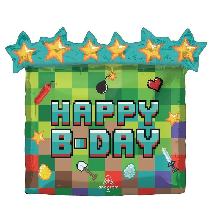 Фолиев балон Anagram за Рожден ден Happy B-Day, многоцветен, 63x58см, комплект 1 бр.
