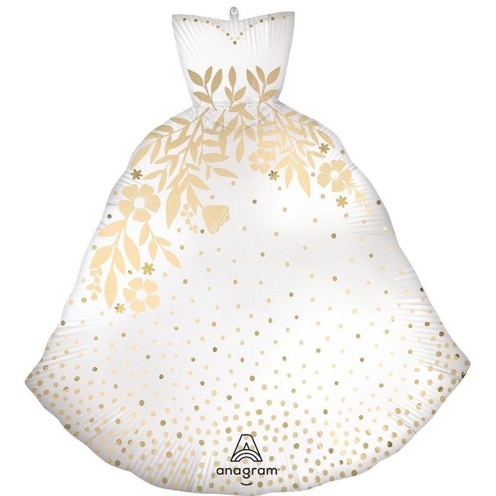 Фолиев балон Anagram, сватбена рокля, бял, 66x73см