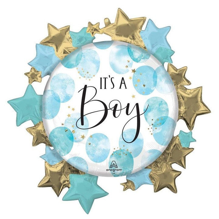 Балон фолио Anagram It's a Boy, 76x76см, син и бял, 1 брой
