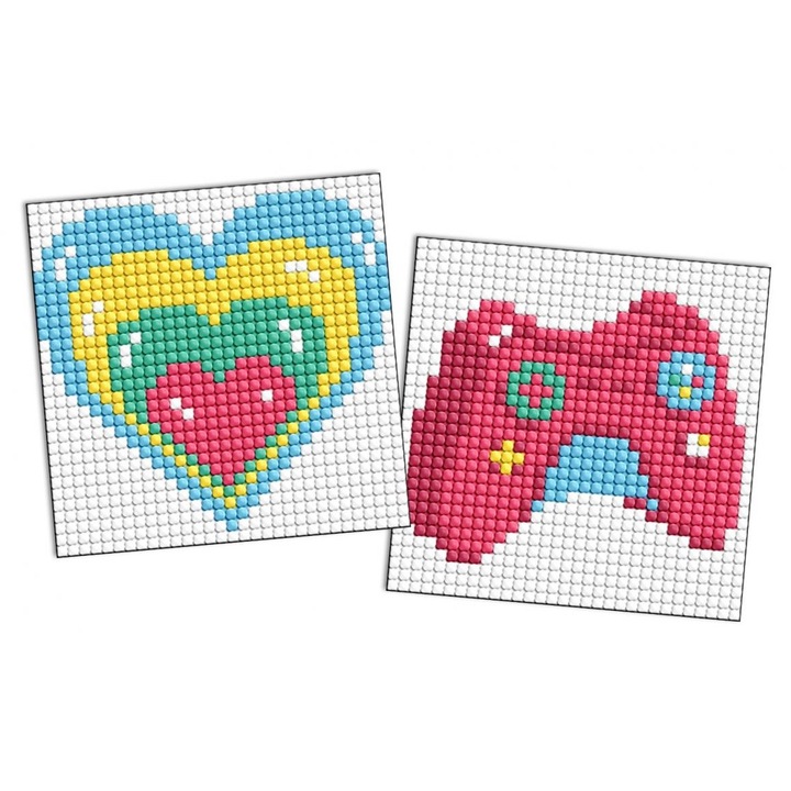 Set de artizanat, mozaic diamant, 9x9cm, 2 baze autocolante, cristale acrilice