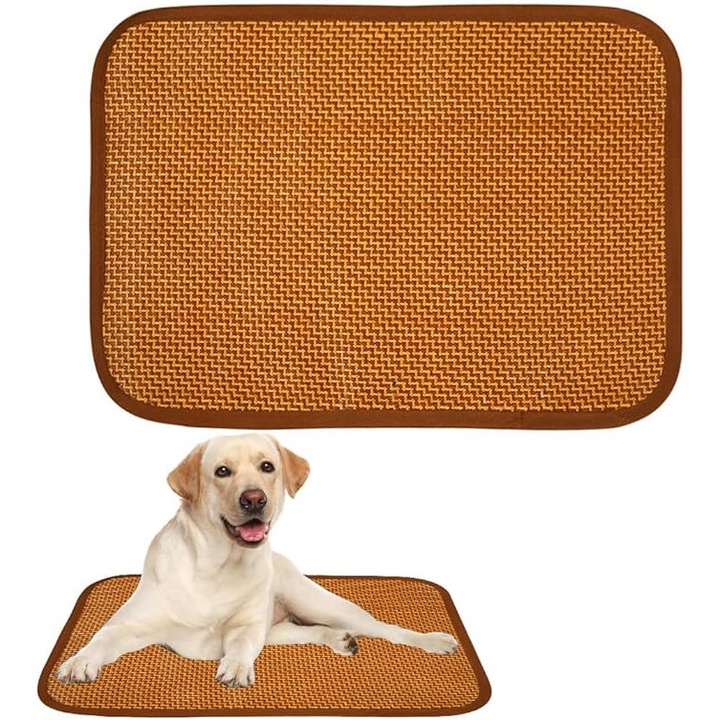 Saltea racoroasa pentru animale, 50x35cm, din ratan, usor de curatat, pliabila, pentru caini si pisici