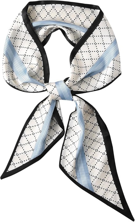 Esarfa satinata pentru femei, 140x13cm, model imprimat, set de accesorii multicolore