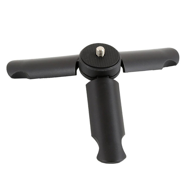 Мини стойка за камера GoPro Hero 13, 12, 11, 10, 9, 8 Action 5, 4, пластмаса, черна, 8.3x8.3см