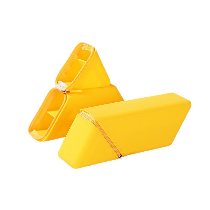 Set penare, verde si galben, design triunghiular, dimensiuni 75x200x55mm.