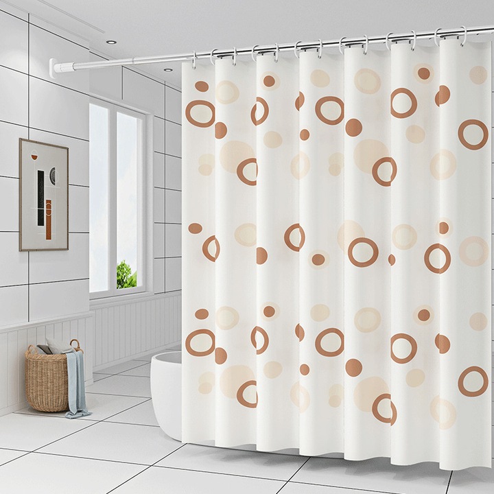 Cortina de baie, 1.8x1.8m, impermeabila, design modern minimalist, set de accesorii pentru baie