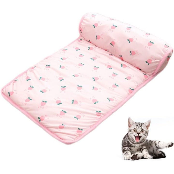 Saltea racoroasa pentru animale, roz cires, 60x40cm, impermeabila, rezistenta la zgarieturi, set