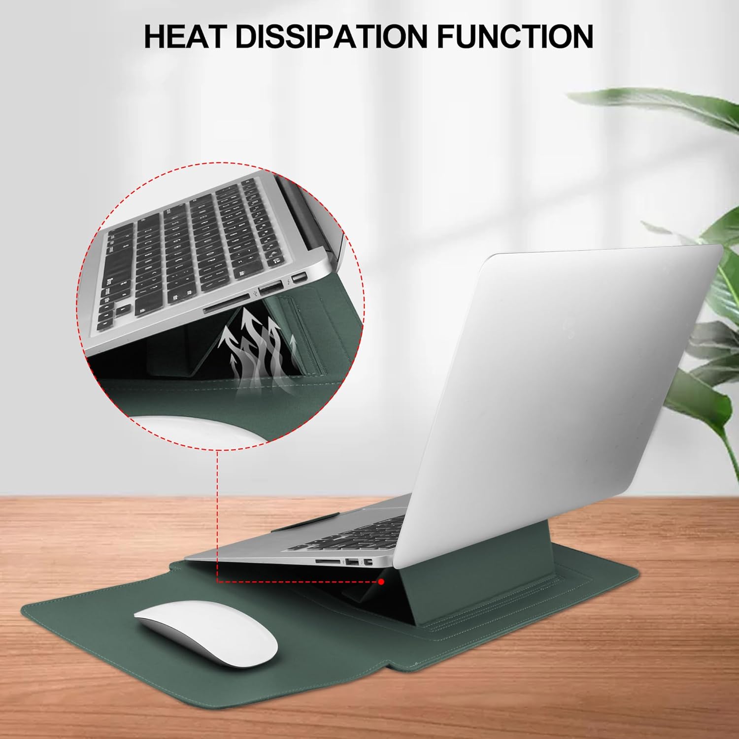 Husa laptop 15.6 inch, impermeabila, verde, dimensiuni 37x28cm, design multifunctional, suport ajustabil