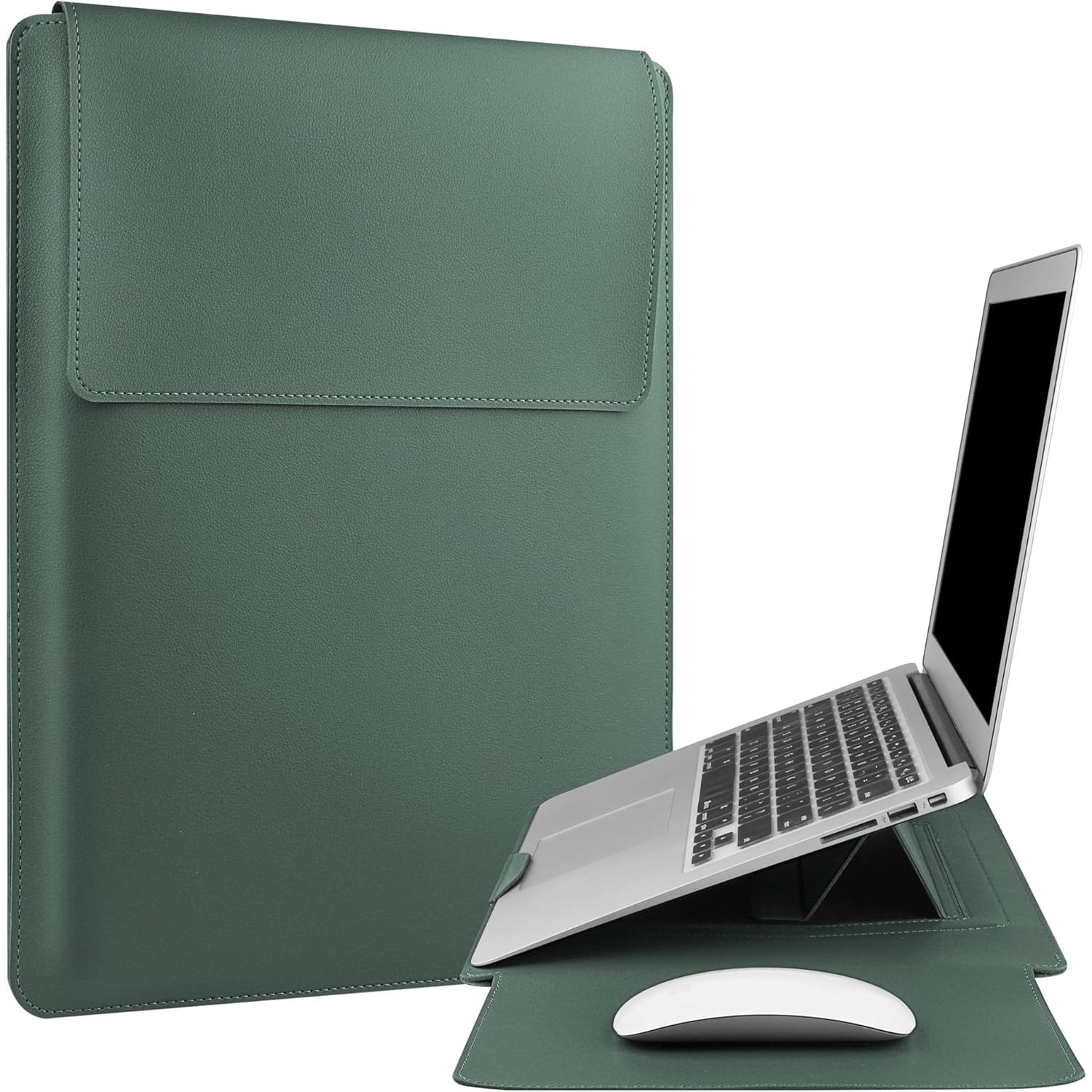 Husa laptop 15.6 inch, impermeabila, verde, dimensiuni 37x28cm, design multifunctional, suport ajustabil