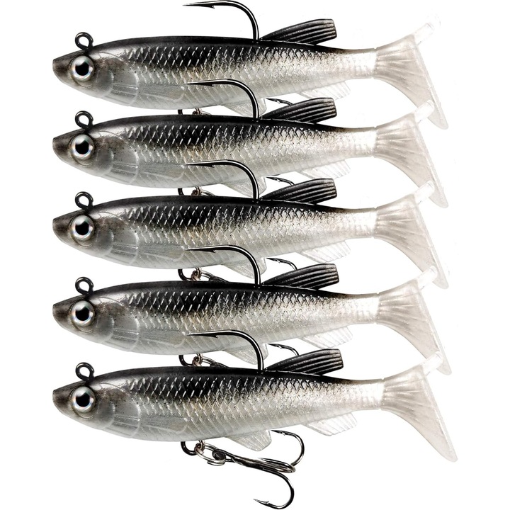 Jig-fejes műcsali szett, 5 darab, 3.15 inch, szürke, harapásálló