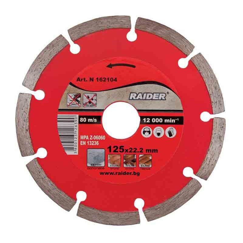 Disc diamantat segmentat, Raider, RD-DD03, 180mm, DRY