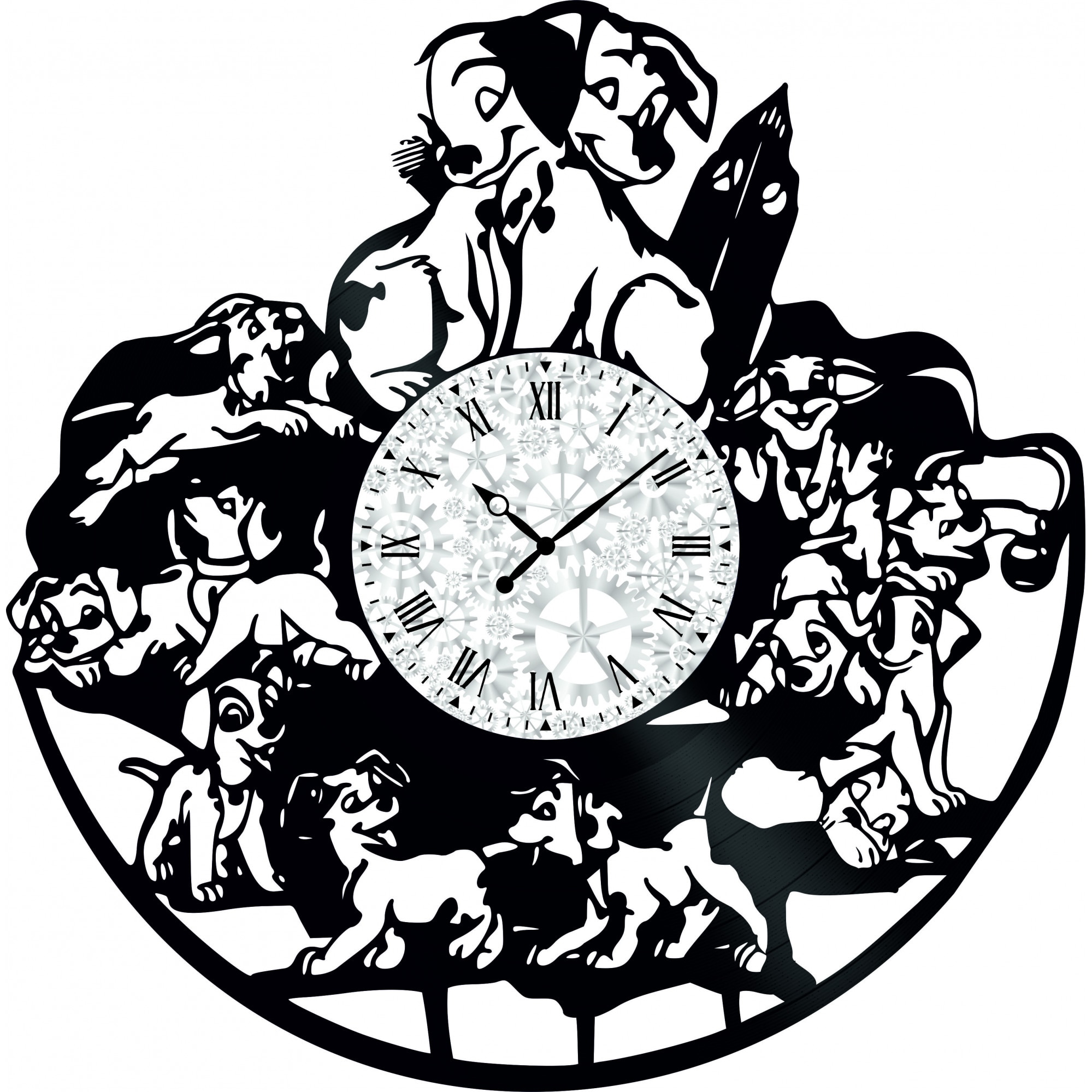 Ceas de perete Vintage din Vinyl - Revival Vinyl Wall Clock 101 Dalmatieni Desene Animate