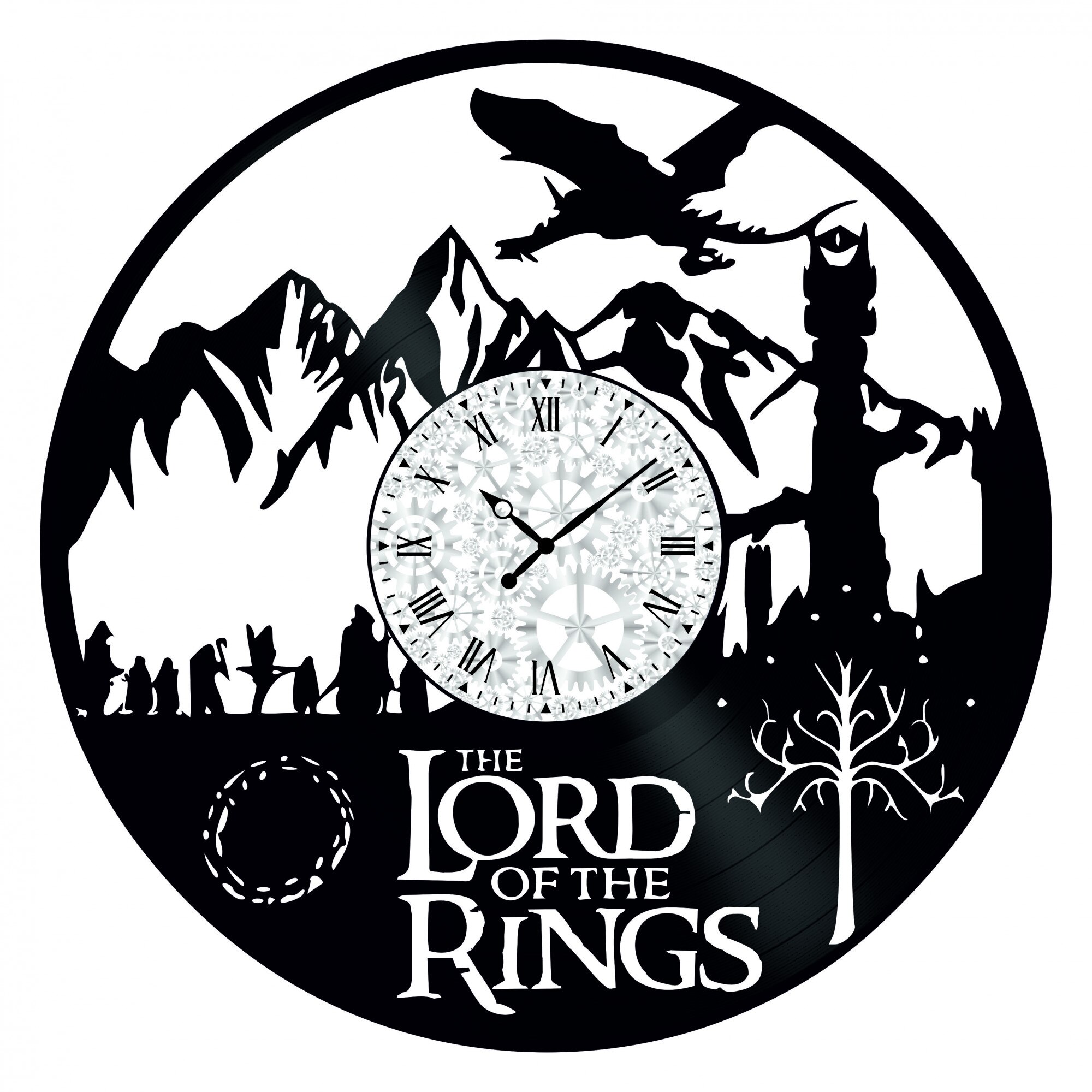 Ceas de perete Vintage din Vinyl - Revival Vinyl Wall Clock Lord Of The Rings The Movie
