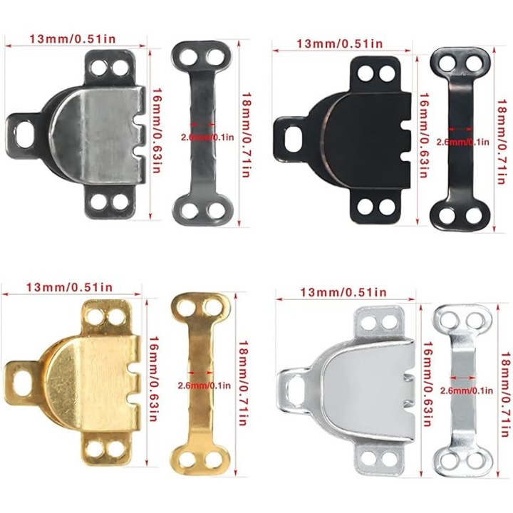Set 60 perechi carlige de cusut, 4 culori, 18x14mm