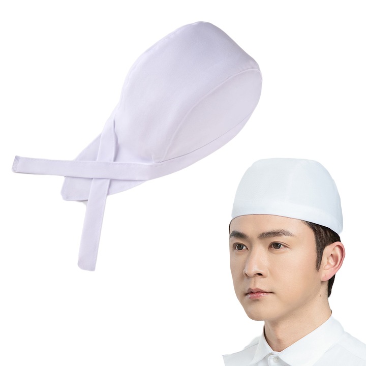 Boneta de bucatar TRADERPLUS, ajustabila, respirabila, alba, dimensiune universala