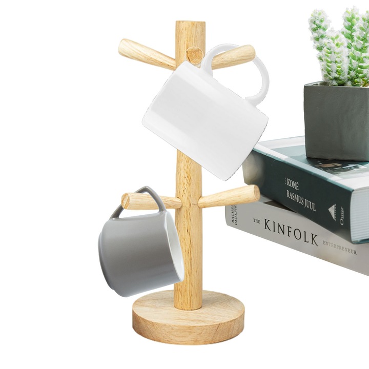 Suport pentru cani din lemn, organizator cafea, 12.5x32cm, set 1 buc.