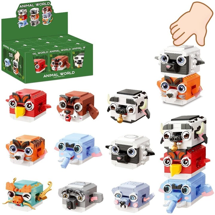 Set de constructie TRIFOX "Animal World" - 6 animale, 12x9x6 cm, multicolor